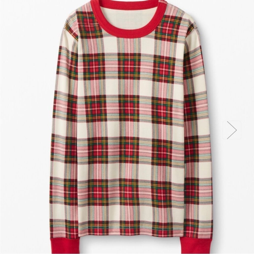 Hanna Andersson Holiday Christmas Red Plaid Long John Pajama Top Adult Large